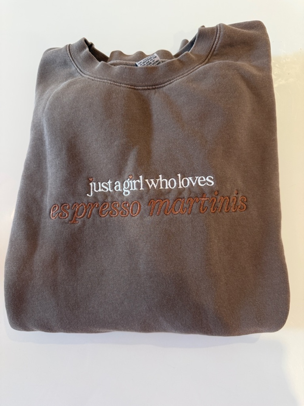 Just A Girl Who Loves Espresso Martinis Crewneck Sweatshirt - Brown